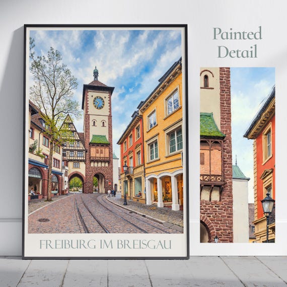 Freiburg Im Breisgau Travel Print Germany Travel Poster Painted Wall Art Home Decor Framed Personalized Print Vacation Travel Gift