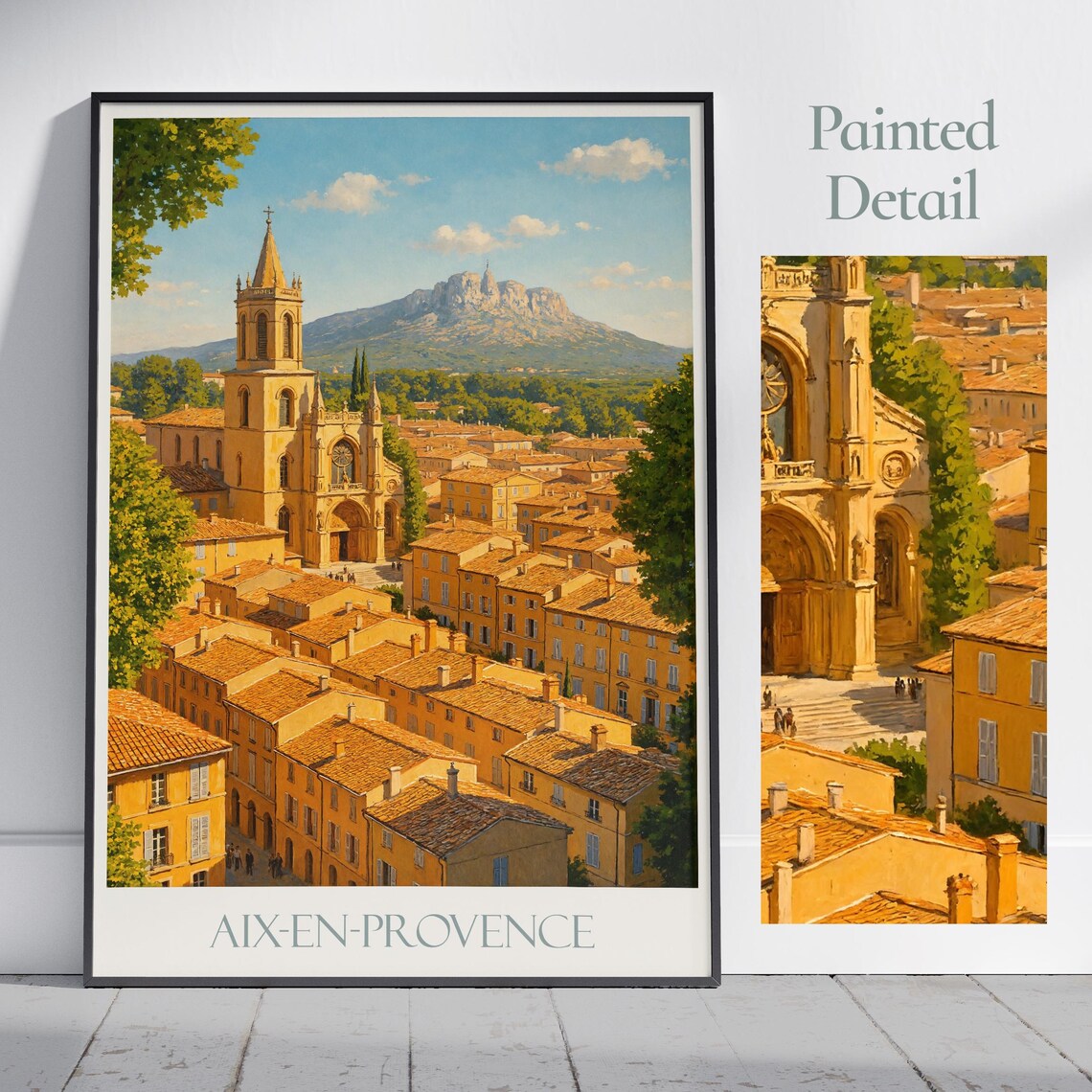 Aix-en-Provence France Golden Old Town Cathedral Travel Poster