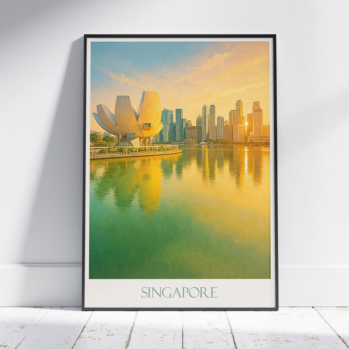 Singapore ArtScience Museum Sunset Marina Bay Skyline Poster