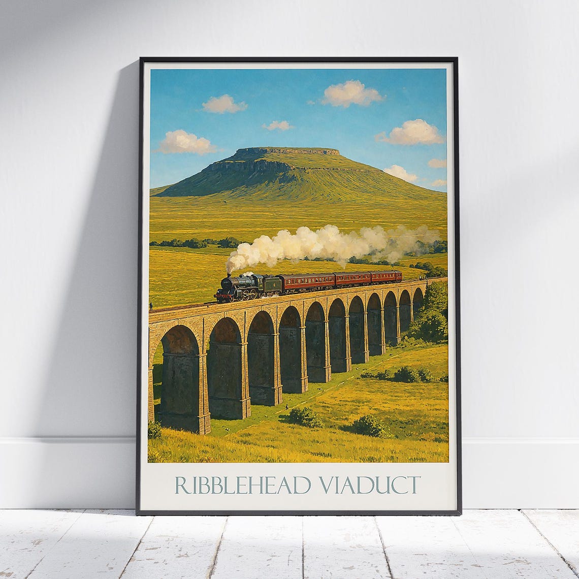 Ribblehead Viaduct Steam Train Ingleborough View Travel Poster