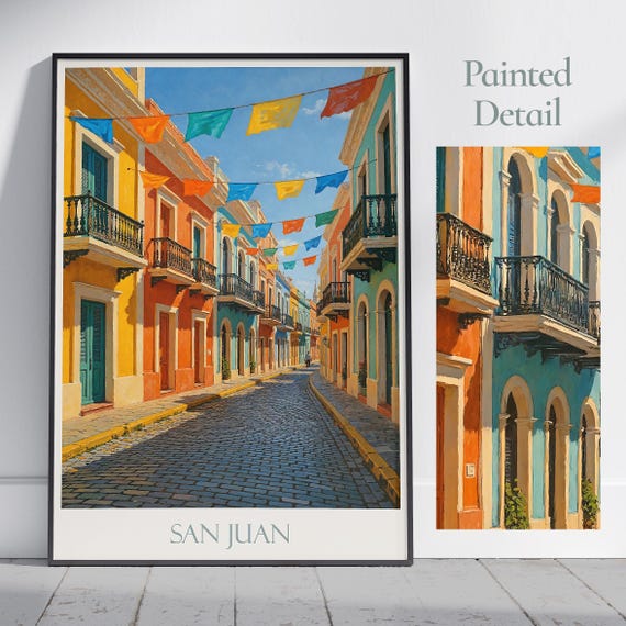 San Juan Travel Poster Old Art Print Puerto Rico Painted Wall Home Decor Personalized Vacation Gift