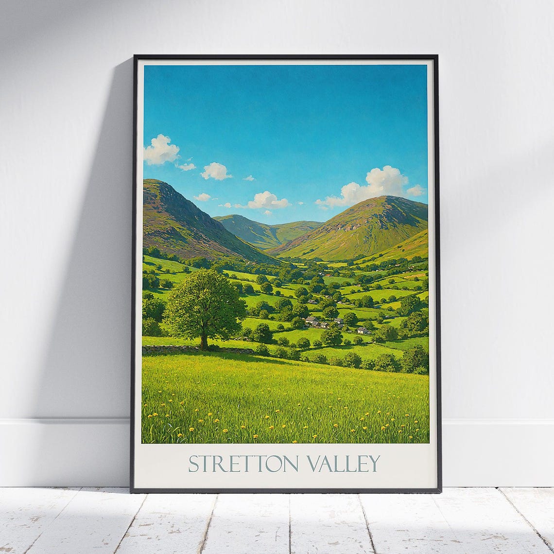 Stretton Valley Shropshire Rolling Green Hills Countryside Poster