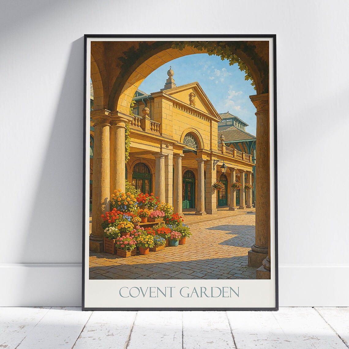 Covent Garden Flower Market Poster Seen Through a Stone Arch