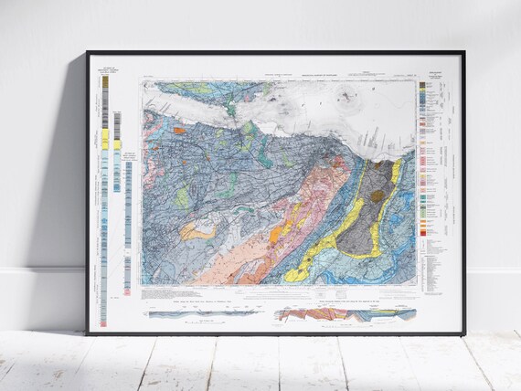 Edinburgh Vintage Geological Map Print Poster Wall Art Decor