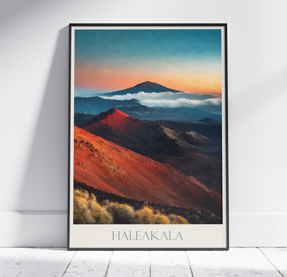 Haleakala National Park Travel Print Maui Hawaii Travel Poster Wall Art Home Decor Gift Personalized Framed