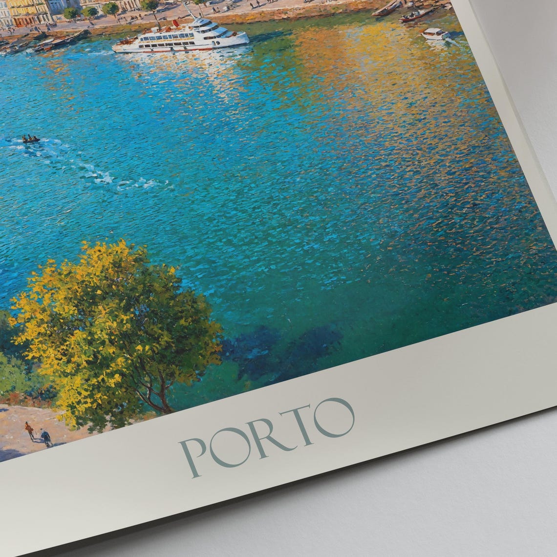 Porto Portugal Douro Riverfront Stone Arch View Painted Travel Poster - Image 3