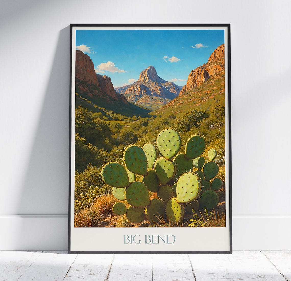 Big Bend National Park Prickly Pear Cactus Vintage Travel Poster