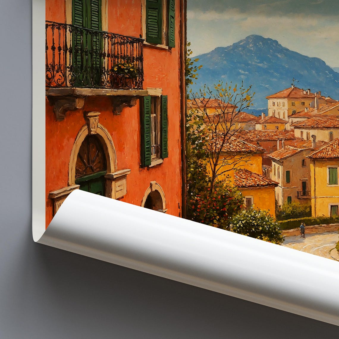 Varese Italy Old Town Cobblestone Street Painted Travel Poster - Image 3