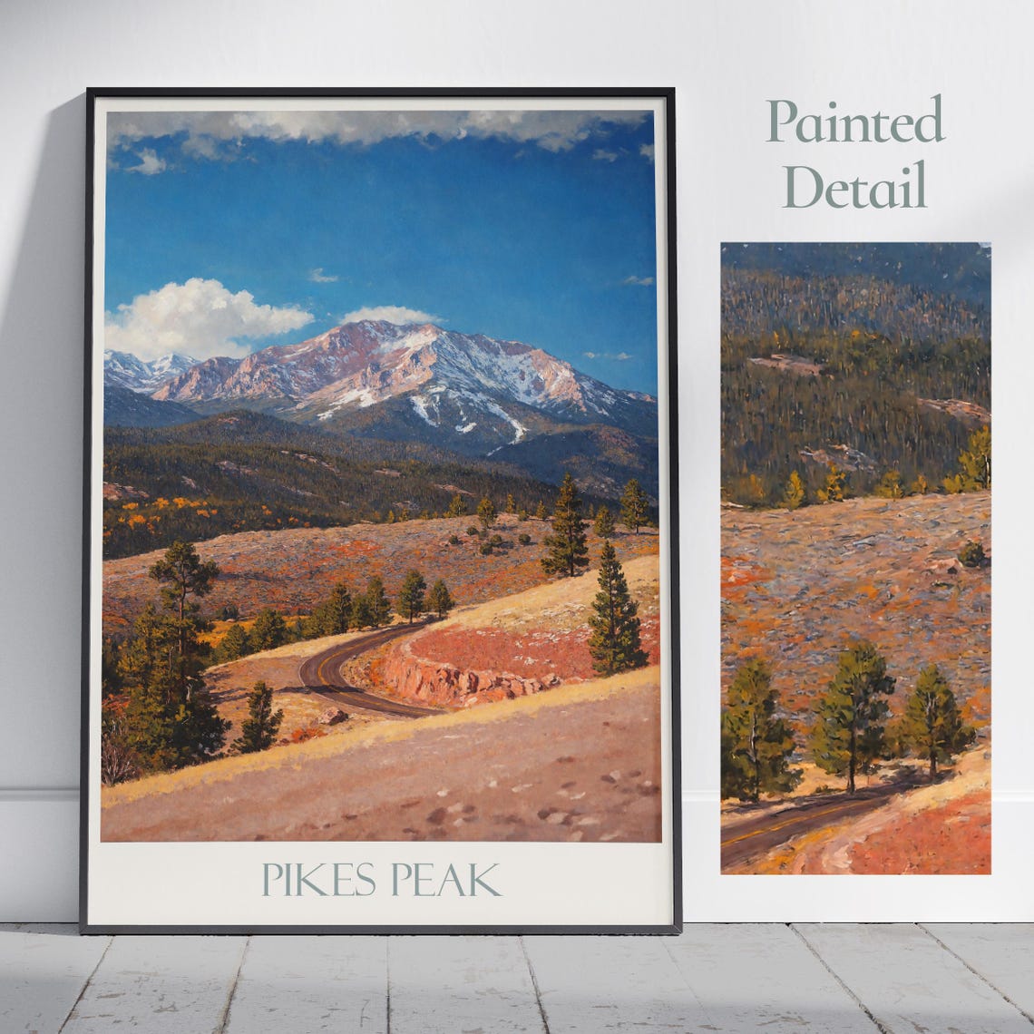 Pikes Peak Colorado Scenic Mountain Road Painted Travel Poster