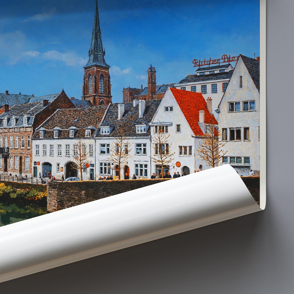 Maastricht Netherlands Riverside Old Town Painted Travel Poster - Image 3