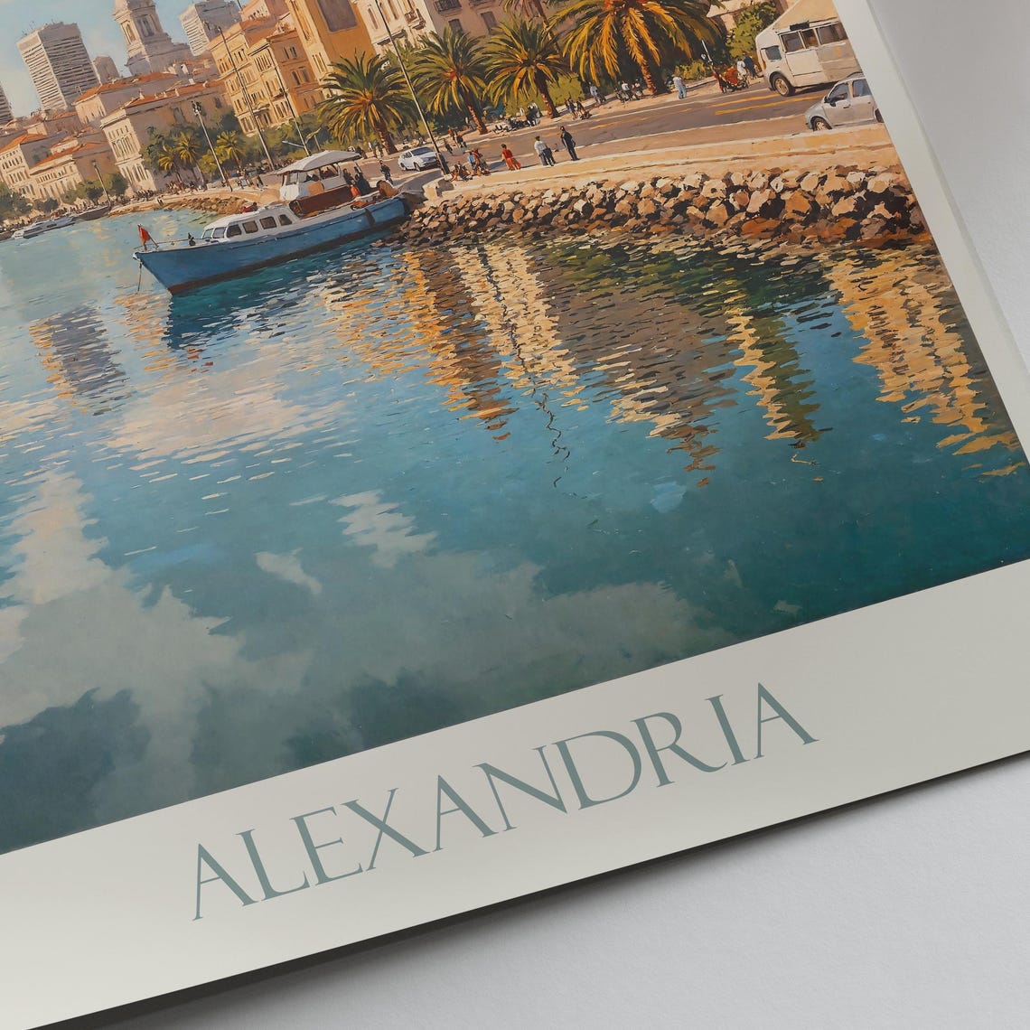 Alexandria Egypt Waterfront Palm-lined Corniche Harbor Travel Poster - Image 4