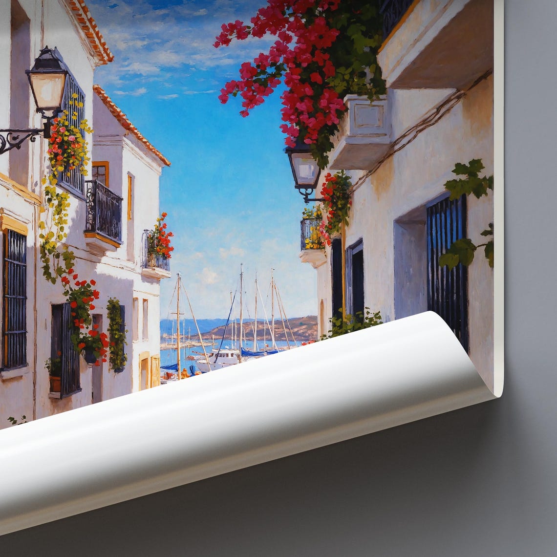 Marbella Andalusian Old Town Harbor Painted Street Travel Poster - Image 3