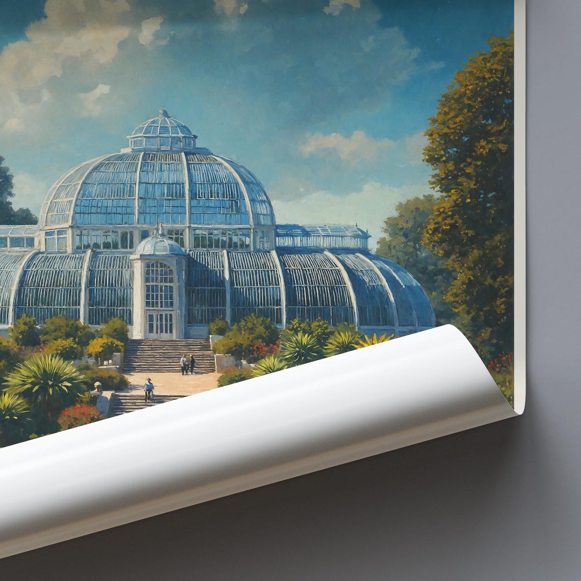 Kew Gardens Palm House Glasshouse Painted London Travel Poster - Image 3