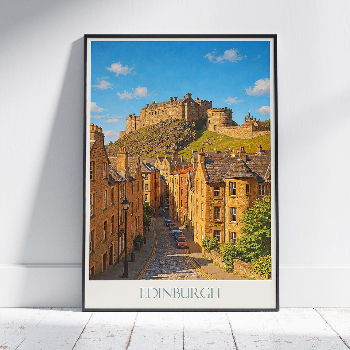 Edinburgh Scotland Castle Rock Old Town Street Travel Poster