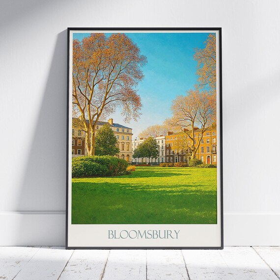 Bloomsbury London Travel Poster Autumn Park and Georgian Terraces