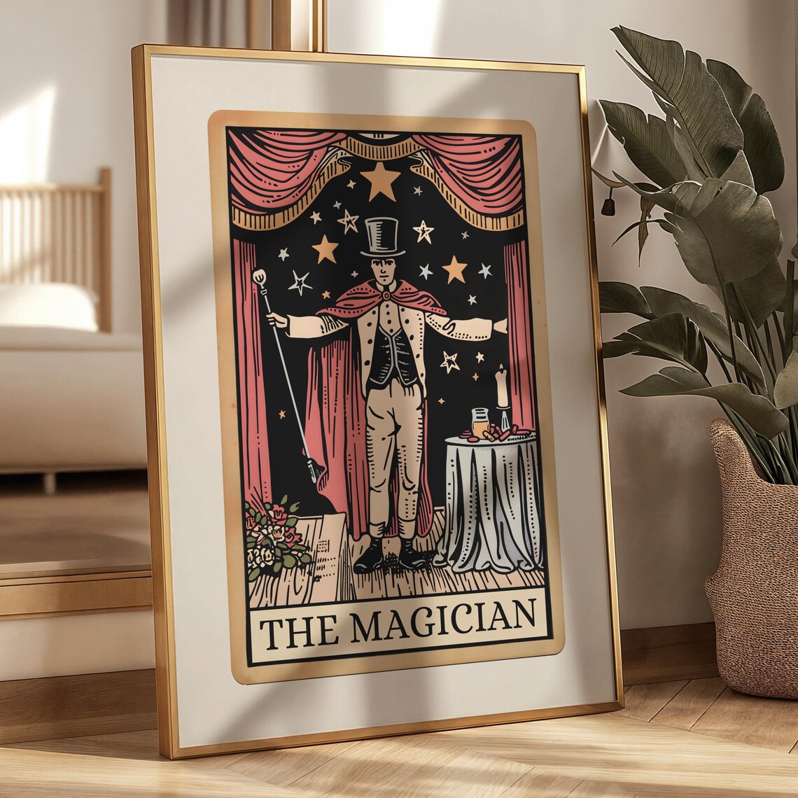 The Magician Tarot Card, Boho Folk Tarot Art Print - Image 3