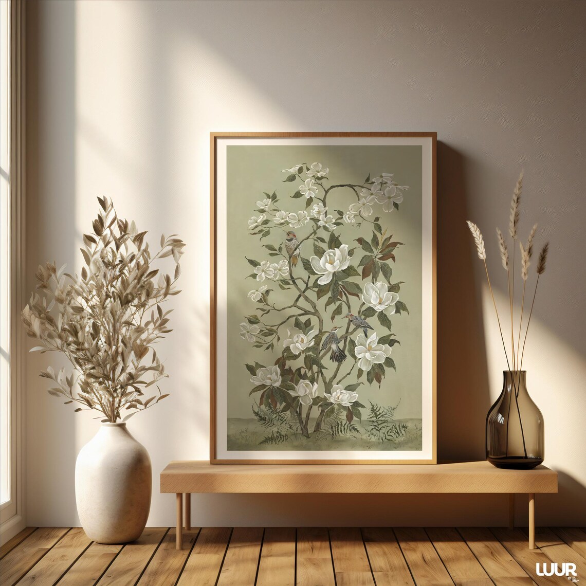 Chinoiserie Bird Flower Vintage Wall Art Print