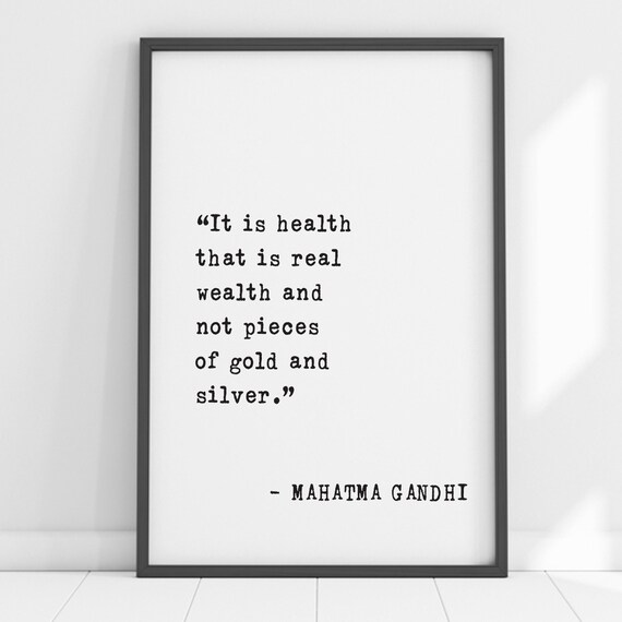 Mahatma Gandhi Health Is Real Wealth Fitness Wellness Quote Poster