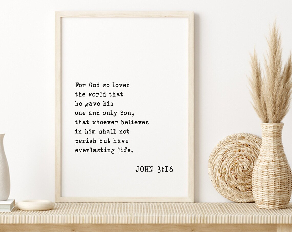 John 3 For God So Loved The World Everlasting Life Scripture Poster