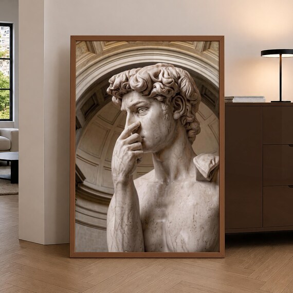 Funny Michelangelo David Picking Nose Classical Sculpture Poster