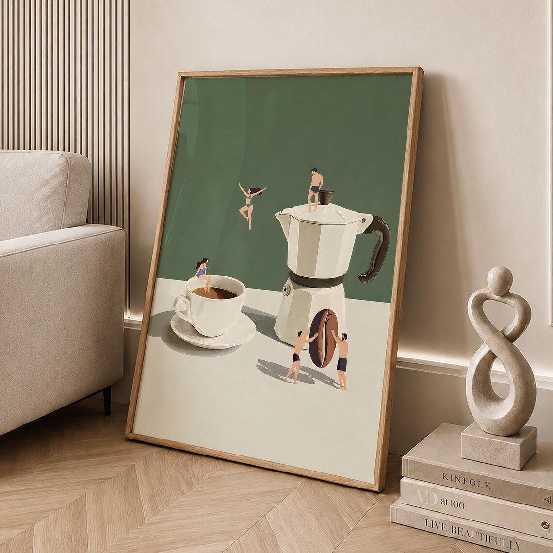 Coffee Adventures Surreal Espresso Moka Pot Art Print