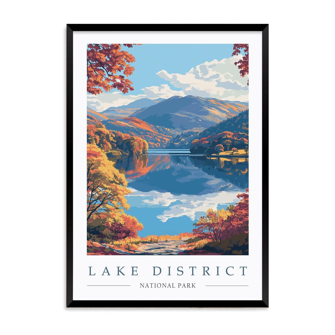 Lake District National Park Autumn Lake Reflection Scene Poster - Image 2