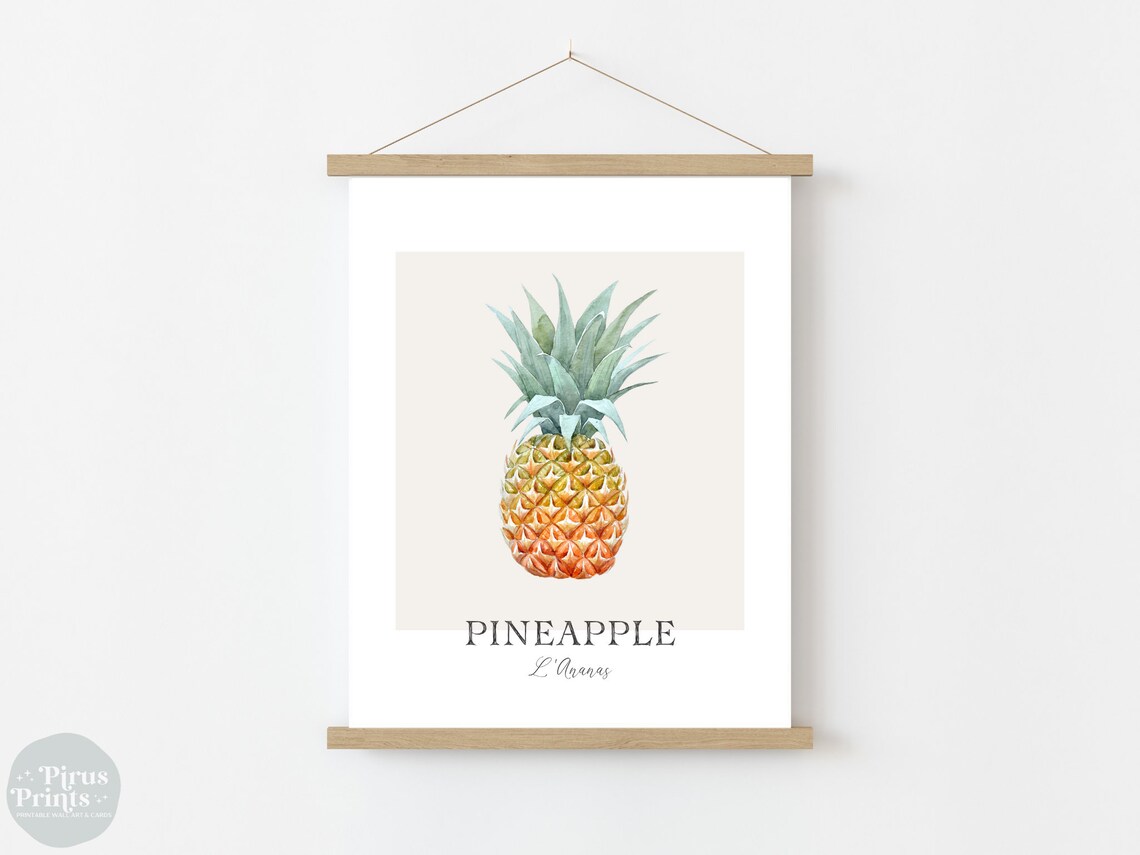 Pineapple Print, Watercolor Tropical Fruit Art - Image 3