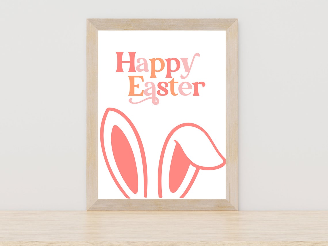 Happy Easter Bunny Ears Wall Art Print - Image 5