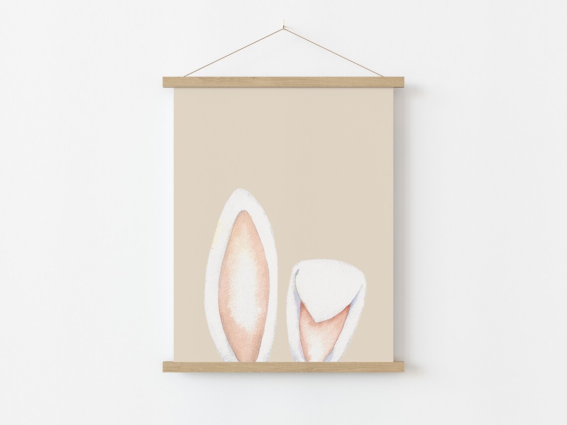 Bunny Ears Watercolor Easter Decor Wall Art Print - Image 3