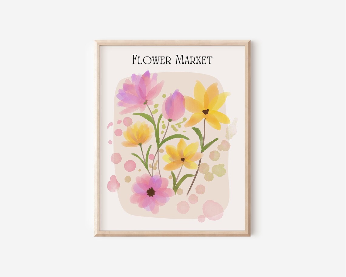 Flower Market Watercolor Art Print, Boho Spring Decor - Image 2