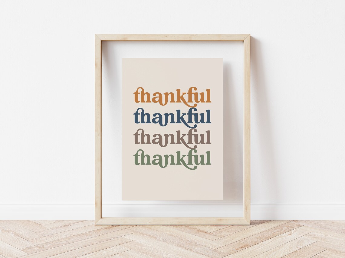 Thankful Boho Thanksgiving Art Print, Orange And Teal - Image 5