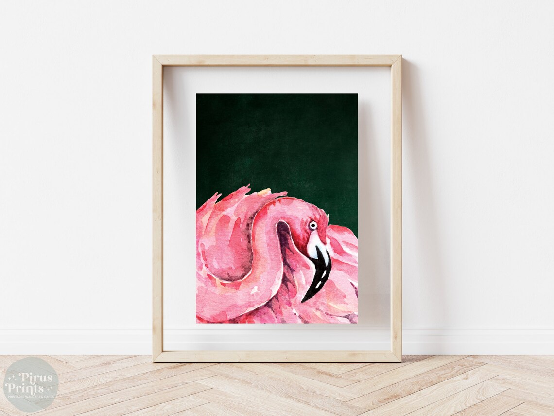 Emerald Green Flamingo Art Print, Maximalist Decor - Image 5