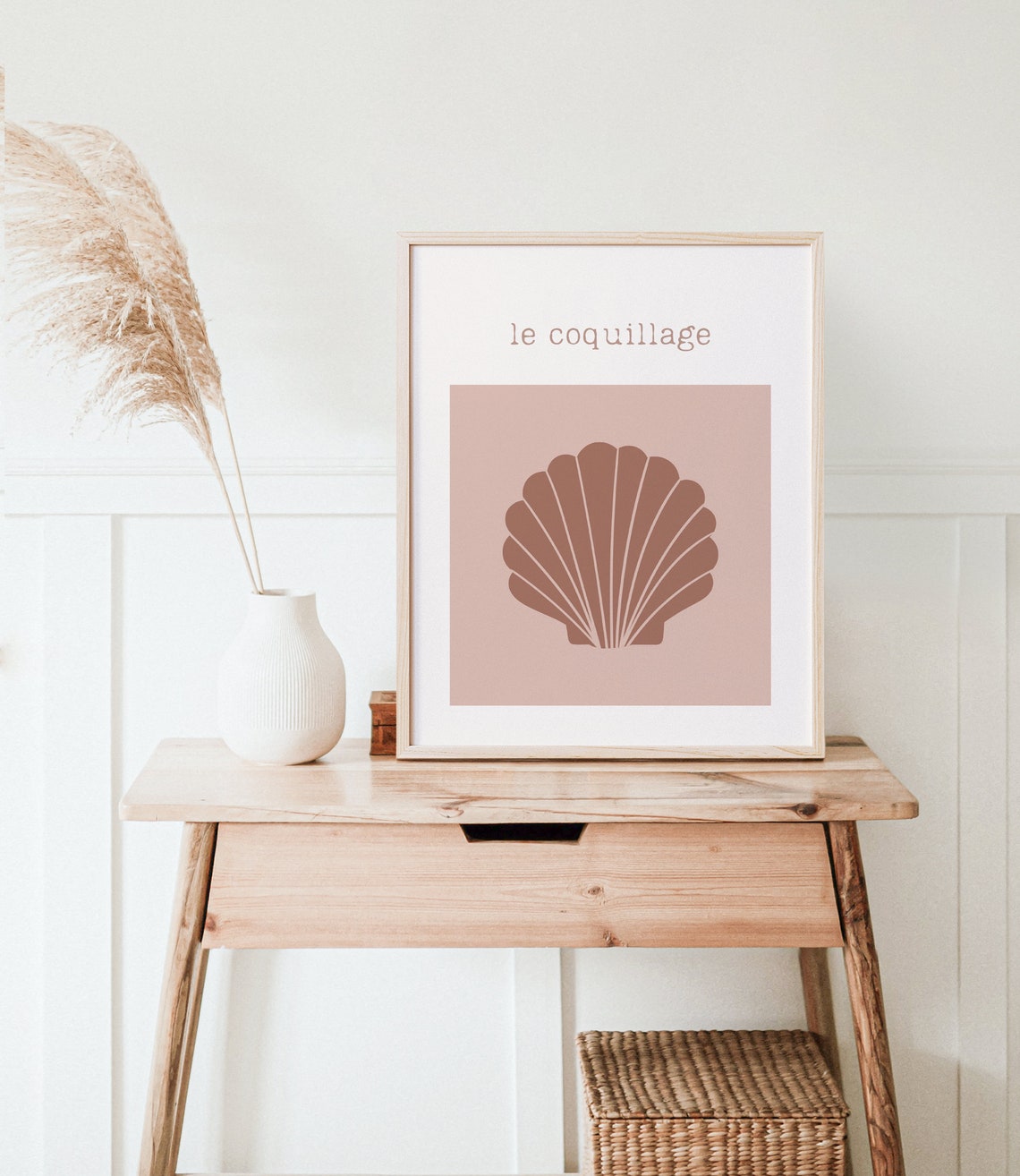 Le Coquillage Scallop Shell Minimal Blush Pink Coastal Boho Wall Art - Image 5