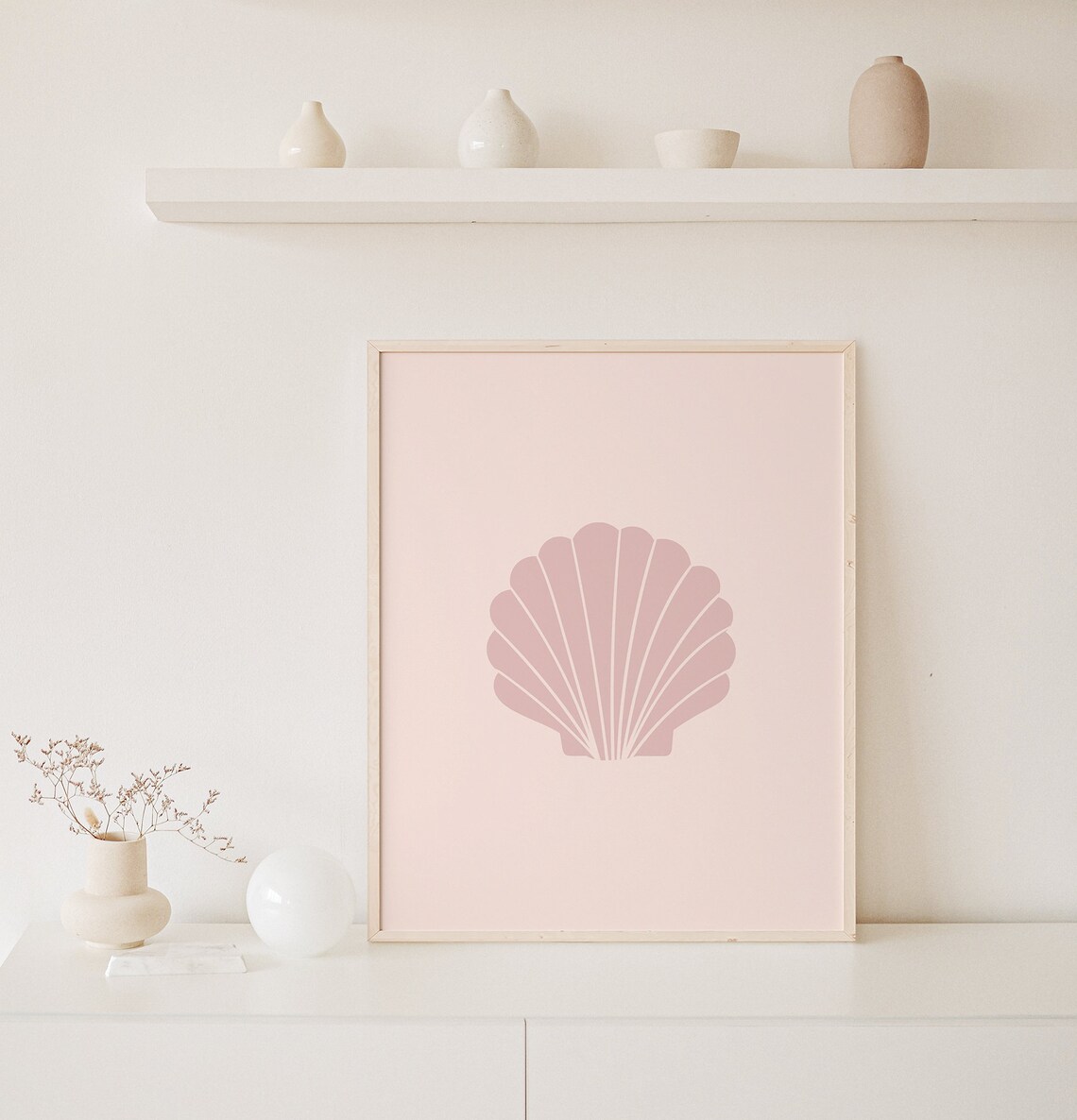 Pink Sea Shell Beach Poster, Danish Pastel Decor - Image 2