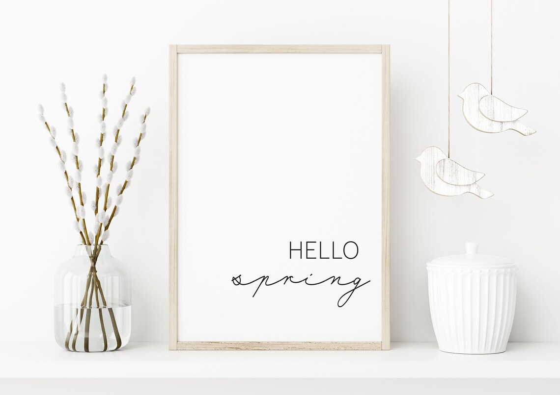Hello Spring Word Art Print, Seasonal Wall Decor