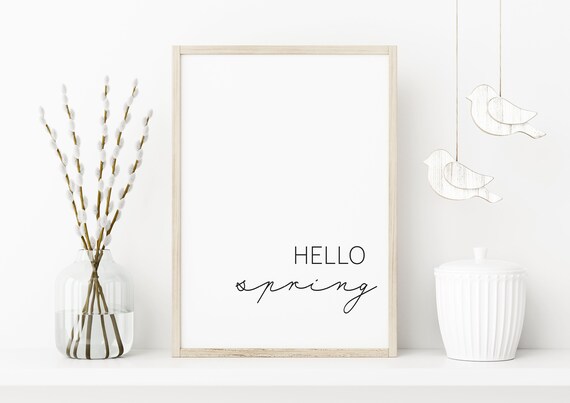 Hello Spring Word Art Print, Seasonal Wall Decor