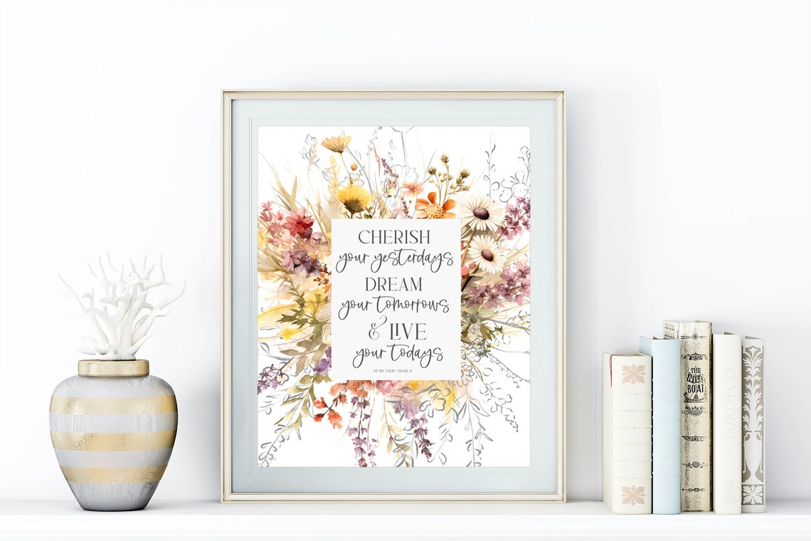 Cherish Your Yesterdays Henry David Thoreau Wildflower Quote Poster - Image 7