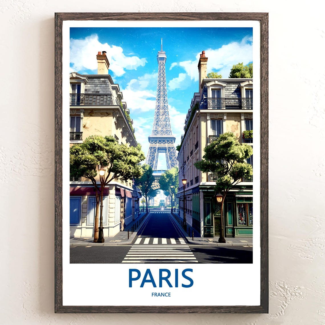 Paris Eiffel Tower Street Between Haussmann Buildings Poster