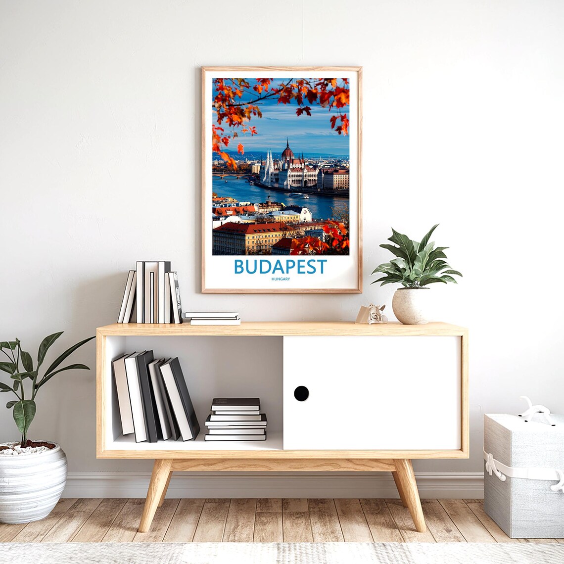 Budapest Hungary Parliament Danube Autumn Leaves Photo Travel Poster - Image 2