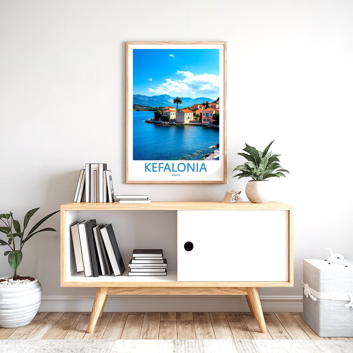 Kefalonia Greece Seaside Village Palm Mountains Photo Travel Poster - Image 2