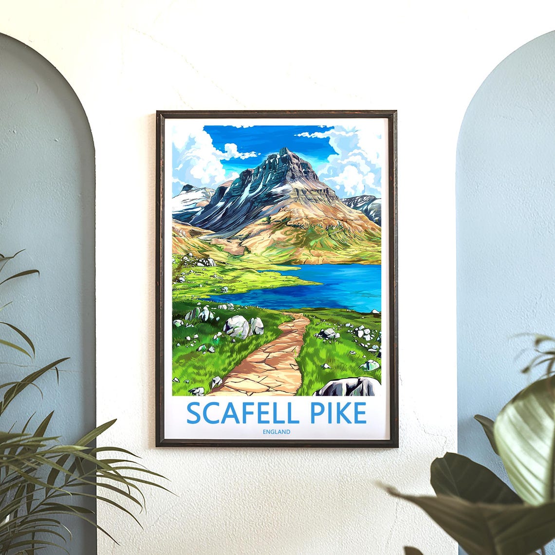 Scafell Pike England Rugged Summit Stone Path to Lake Poster - Image 3