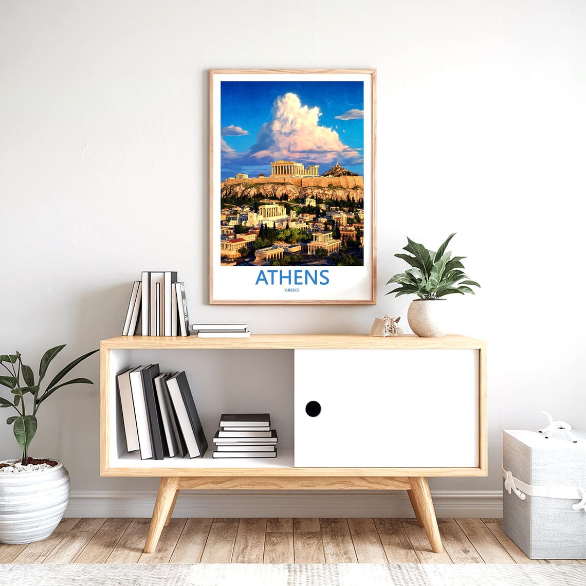 Athens Acropolis Sunset Cityscape Illustrated Travel Art Poster - Image 2
