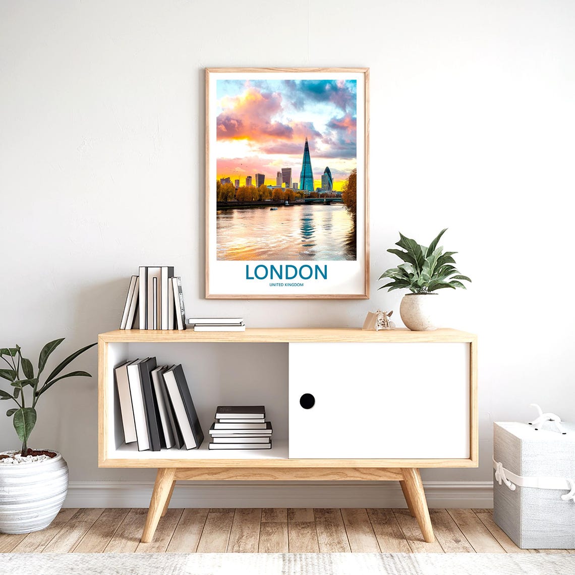 London City Skyline Sunset Wide Panorama Over the Thames Poster - Image 2