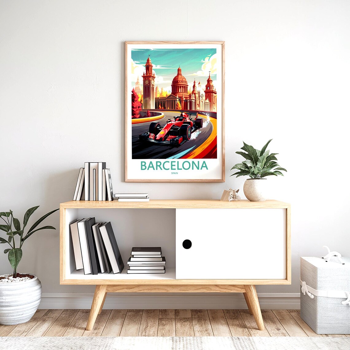 Barcelona Formula 1 Race Car Grand Prix Speed Retro Travel Poster - Image 2