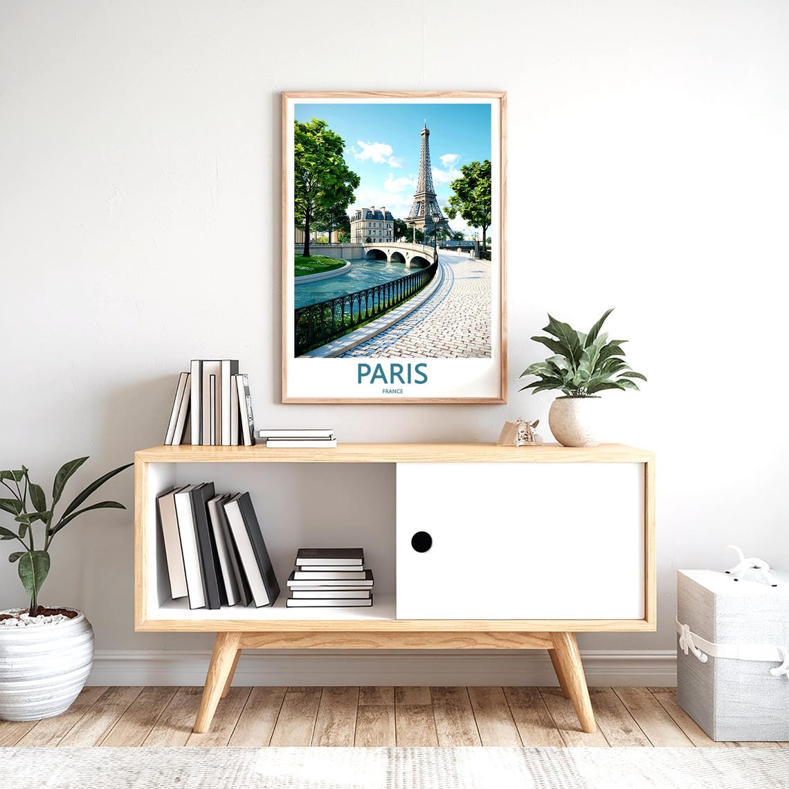 Eiffel Tower and Arched Seine Bridge Photorealistic Paris Poster - Image 2