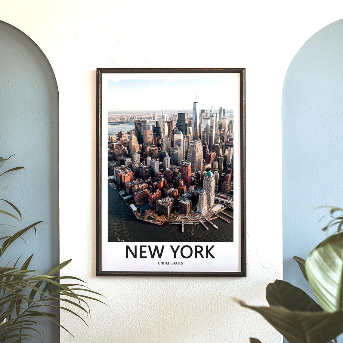 New York Downtown Manhattan Aerial Skyline View Day Travel Poster - Image 3