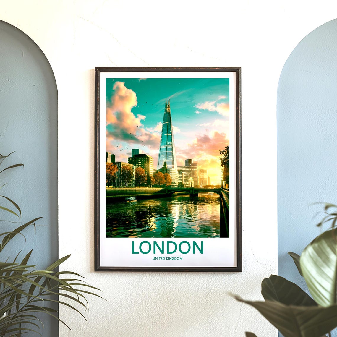 The Shard Glowing at Golden Hour by the River Thames Bridge Poster - Image 3