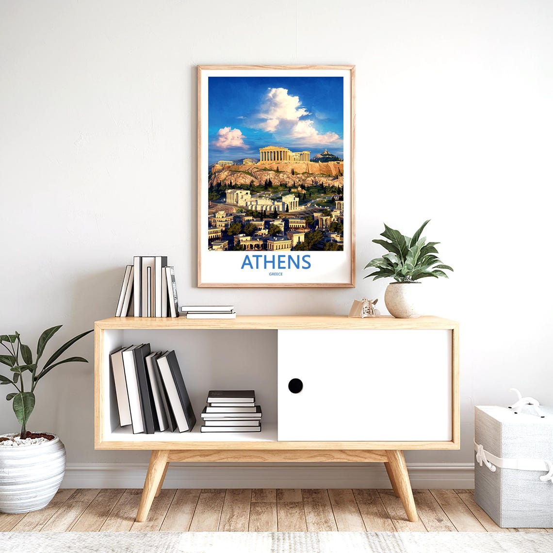 Athens Acropolis Sunset Over Lycabettus Hill Illustrated Poster - Image 2