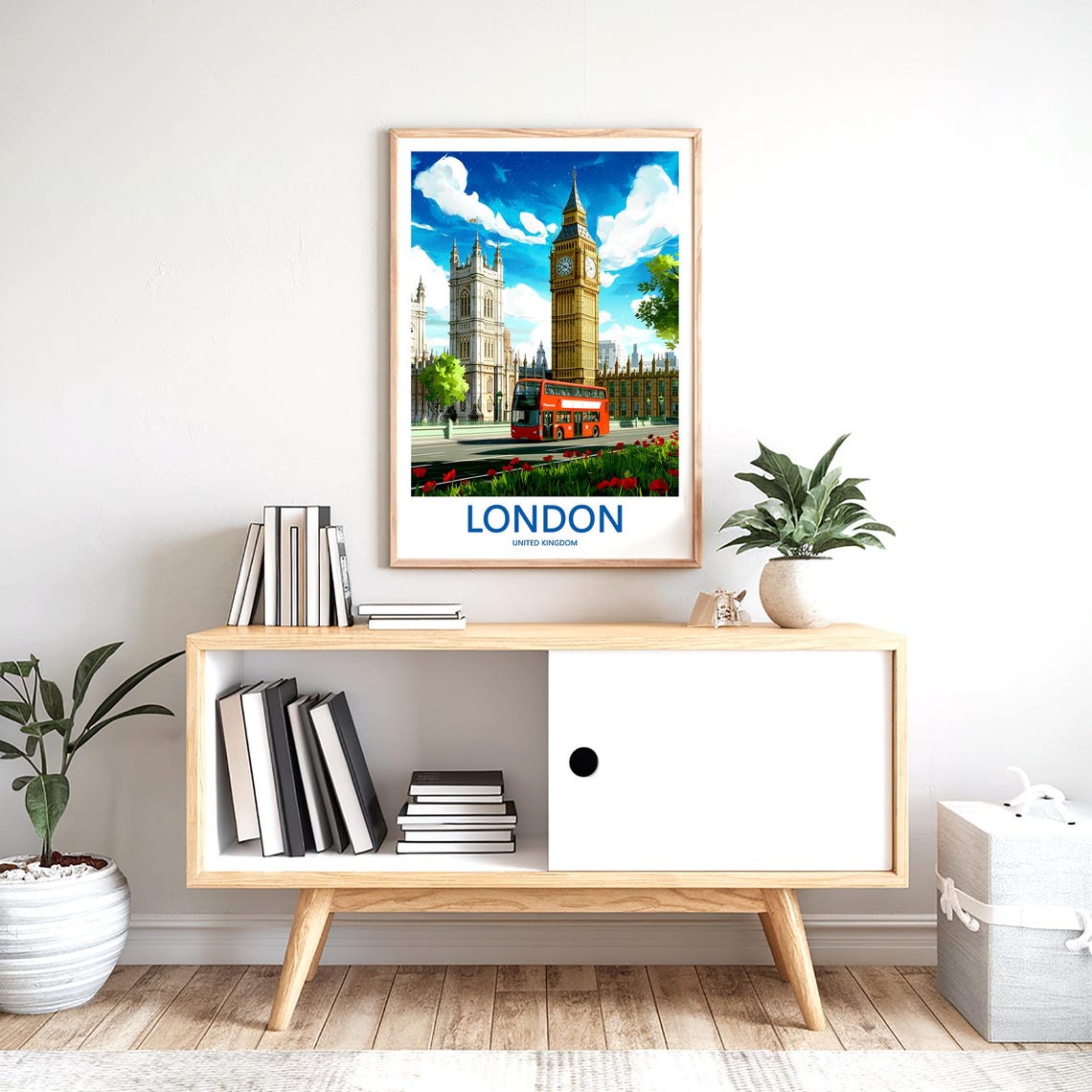 Big Ben Red Double Decker Bus with Poppies Dramatic Sky Poster - Image 2