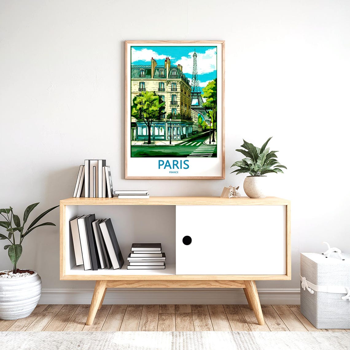 Paris Eiffel Tower Behind Classic Haussmann Corner Building Poster - Image 2